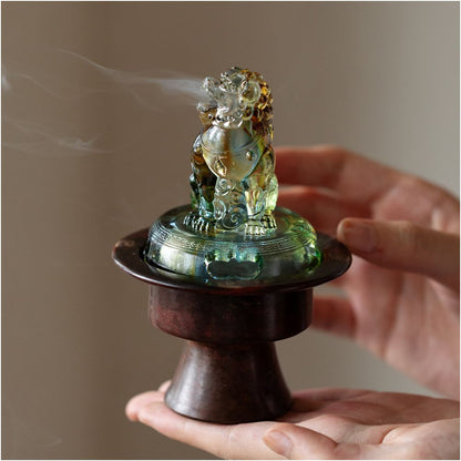 Fanru Pure Copper Old Imitation Song Dynasty High Foot Glass Lion Incense Burner Household Plate Incense Incense Incense Incense Burner Agarwood Incense Stove image 3