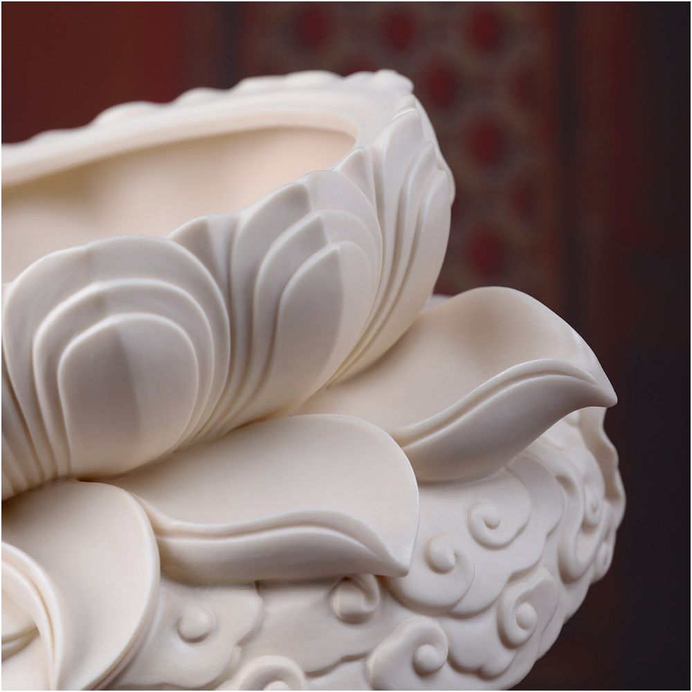 Dai Yutang Ceramic Lotus Incense Burner Chinese style Upper Incense Burner Home Indoor Worship Buddha Hall Buddha Front Supplies Incense Offering image 2