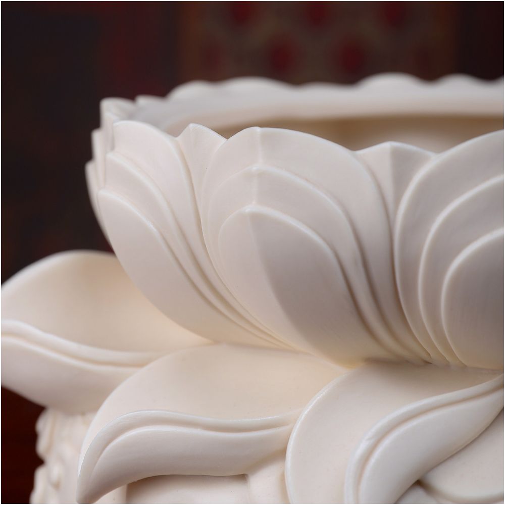 Dai Yutang Ceramic Lotus Incense Burner Chinese style Upper Incense Burner Home Indoor Worship Buddha Hall Buddha Front Supplies Incense Offering image 3