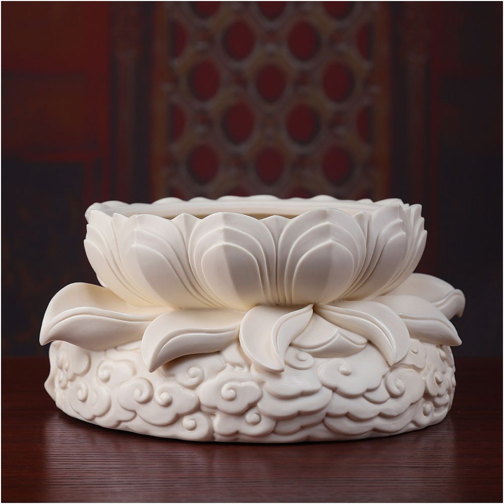Dai Yutang Ceramic Lotus Incense Burner Chinese style Upper Incense Burner Home Indoor Worship Buddha Hall Buddha Front Supplies Incense Offering image 4