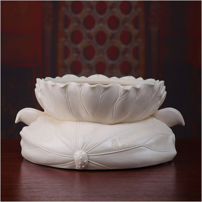 Dai Yutang Ceramic Lotus Incense Burner Chinese style Upper Incense Burner Home Indoor Worship Buddha Hall Buddha Front Supplies Incense Offering image 5