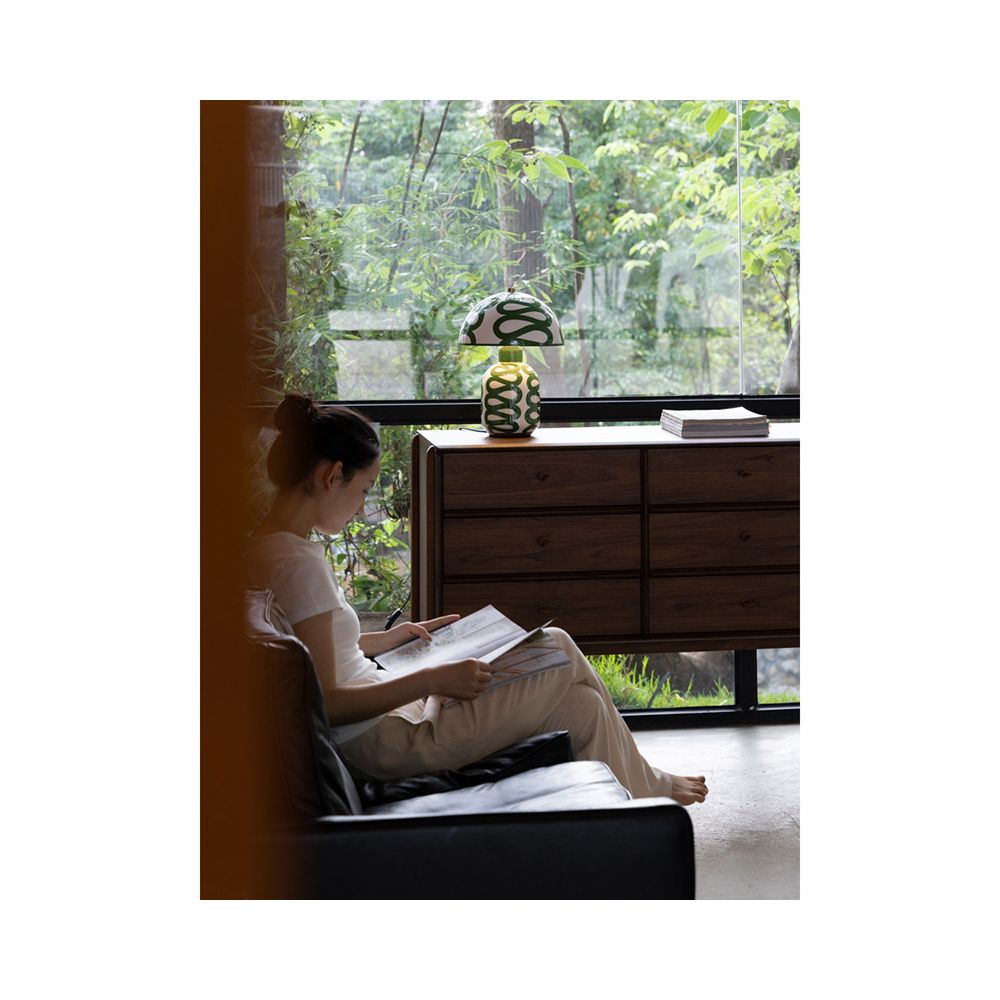 Ruonai Lighting P lefire Ceramic Artist s Mushroom Lamp Glass Green Reading Atmosphere Lamp Desk Lamp Living Room image 2