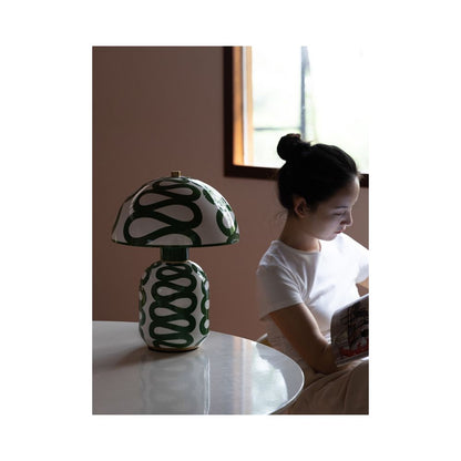 Ruonai Lighting P lefire Ceramic Artist s Mushroom Lamp Glass Green Reading Atmosphere Lamp Desk Lamp Living Room image 5