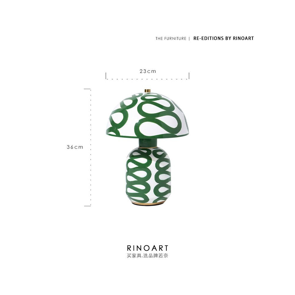 Ruonai Lighting P lefire Ceramic Artist s Mushroom Lamp Glass Green Reading Atmosphere Lamp Desk Lamp Living Room
