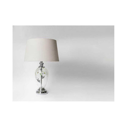 Venice Hand-Blown Glass Table Lamp White Cherry Blossom Butterfly
