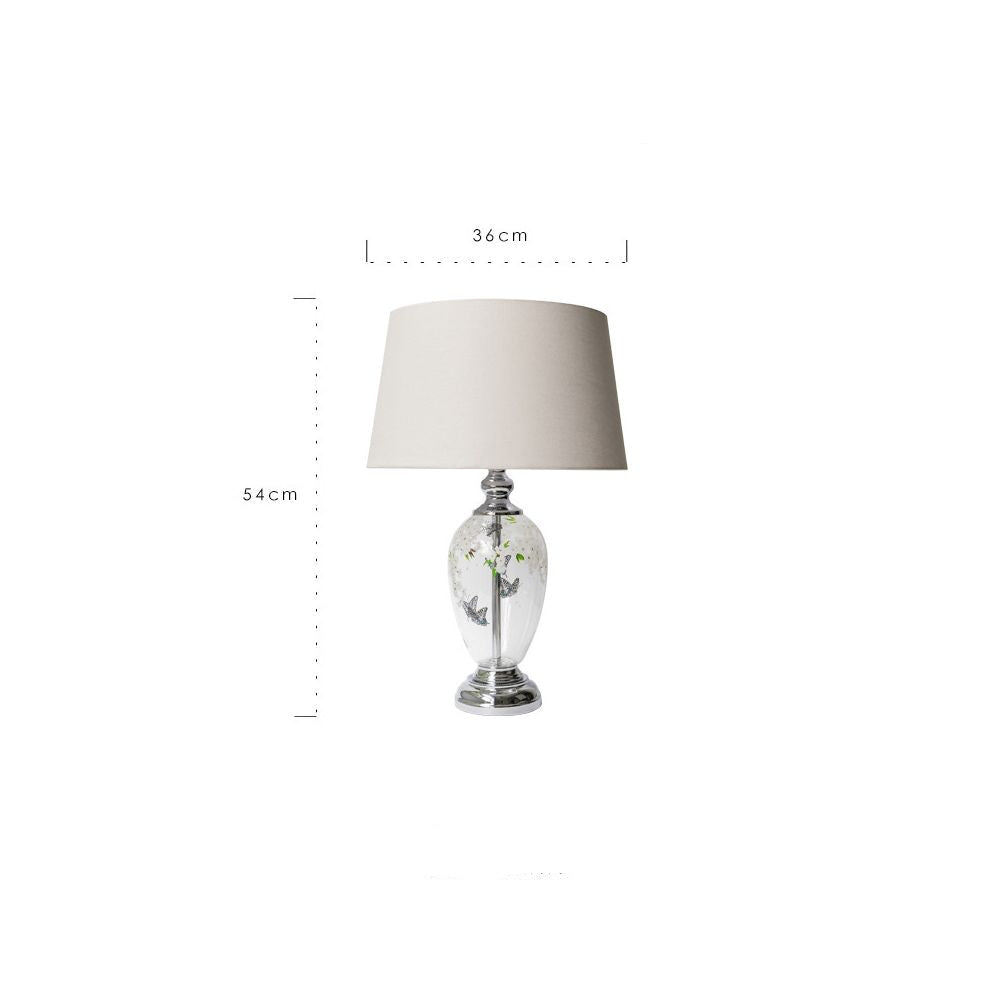 Table lamp with measurements and Rinoart branding on a white background