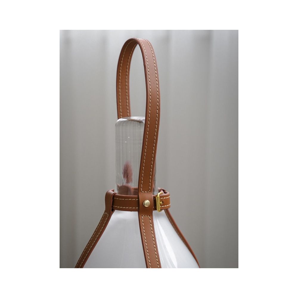 Ruonai wireless touch controlled calf leather pomelo lamp dimming bedside lamp night lamp portable outdoor camping lamp charging desk lamp image 4