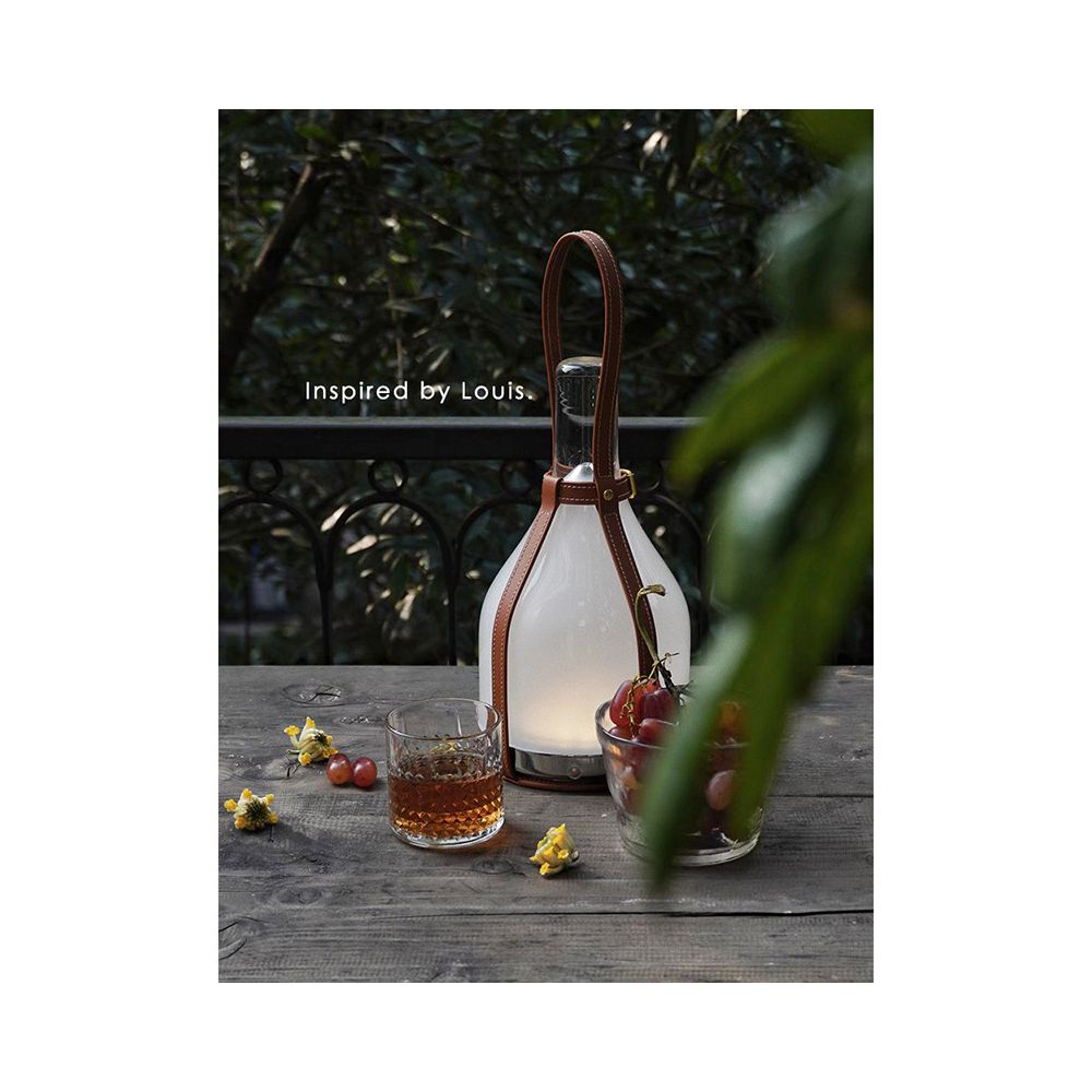 Ruonai wireless touch controlled calf leather pomelo lamp dimming bedside lamp night lamp portable outdoor camping lamp charging desk lamp image 5