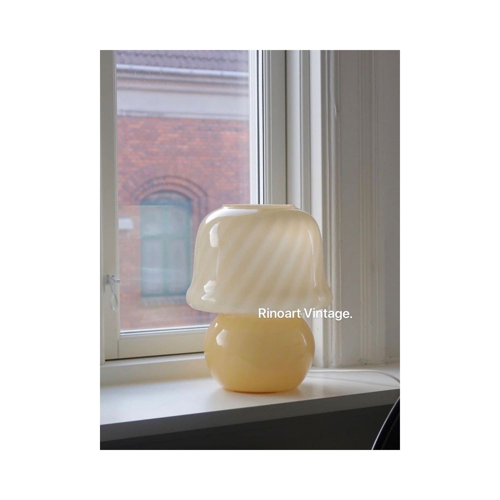 Ruona Italy Muran Vintage Lamp Handmade Cream Glazed Glass Living Room Bedroom Mushroom Lamp image 1