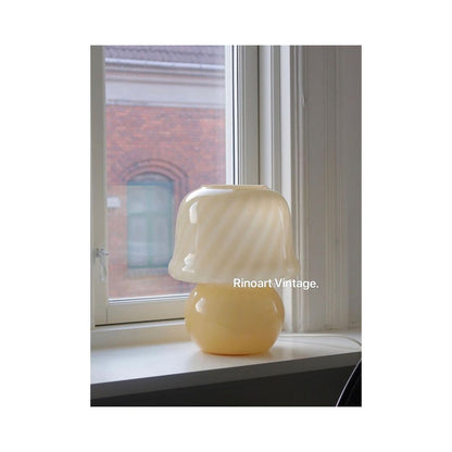 Ruona Italy Muran Vintage Lamp Handmade Cream Glazed Glass Living Room Bedroom Mushroom Lamp image 1