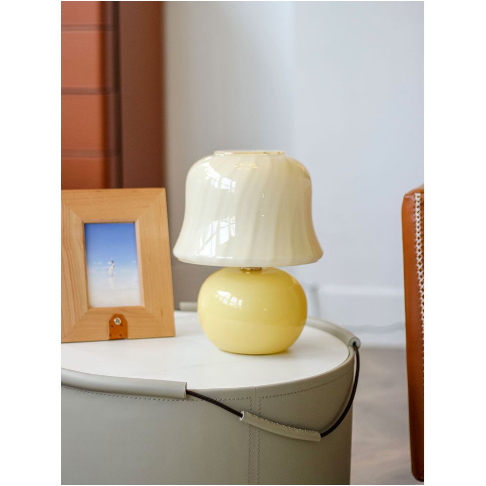 Ruona Italy Muran Vintage Lamp Handmade Cream Glazed Glass Living Room Bedroom Mushroom Lamp image 2