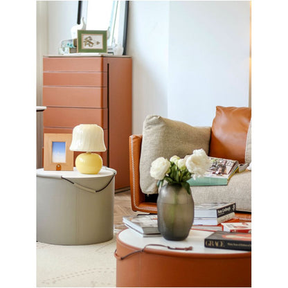 Ruona Italy Muran Vintage Lamp Handmade Cream Glazed Glass Living Room Bedroom Mushroom Lamp image 4