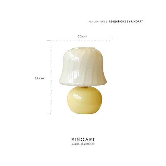 Ruona Italy Muran Vintage Lamp Handmade Cream Glazed Glass Living Room Bedroom Mushroom Lamp