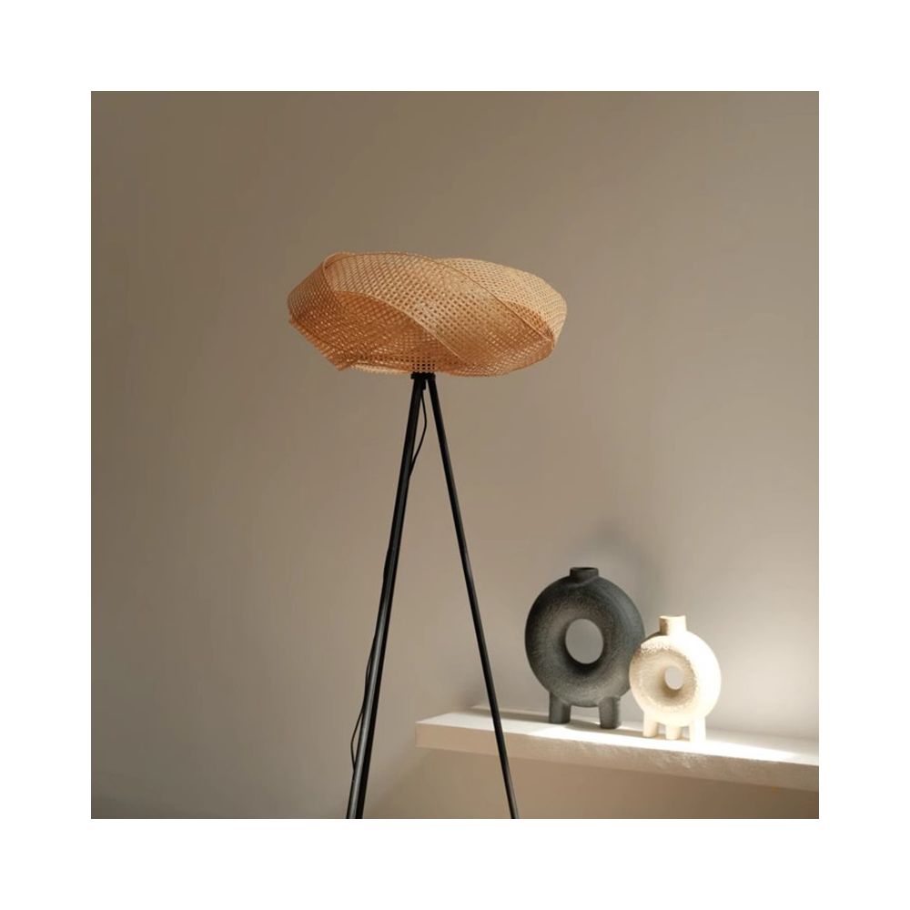 Middle aged bamboo woven floor lamp living room bedroom designer creative homestay model room Wabi Sabi style decorative atmosphere lamp image 4