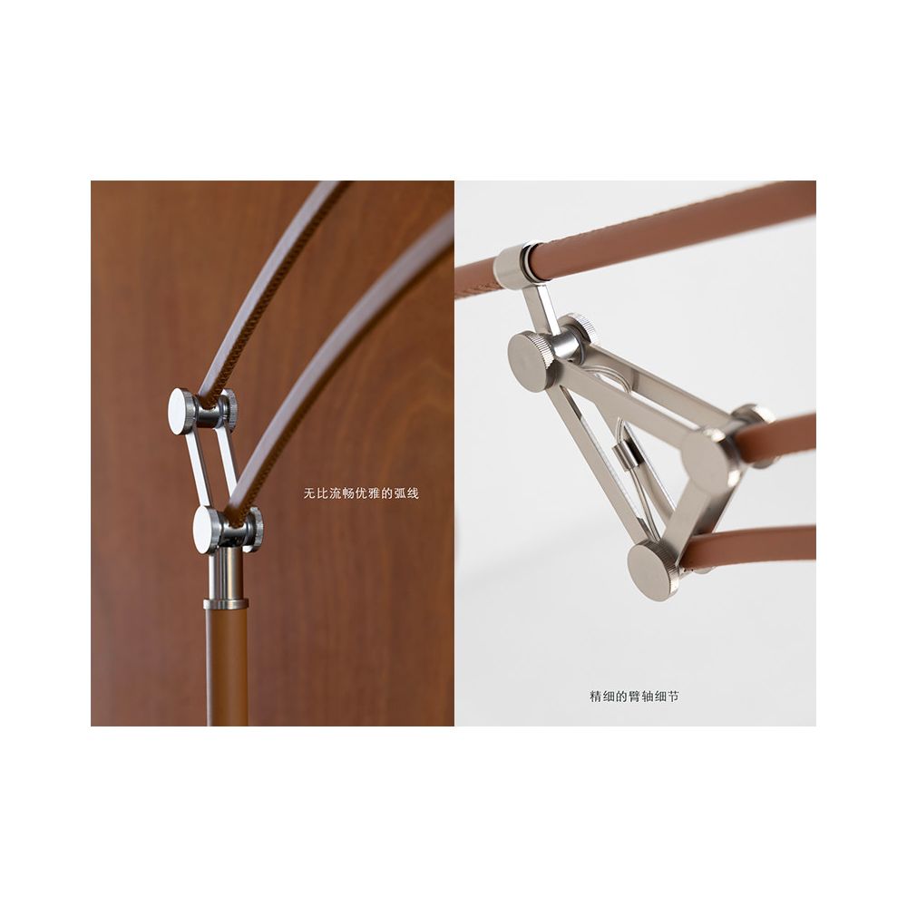 Ruona Furniture upgraded and back in stock H deco golden brown hand stitched leather floor lamp with folding arm image 3