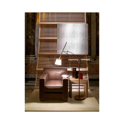 Ruona Furniture upgraded and back in stock H deco golden brown hand stitched leather floor lamp with folding arm image 4