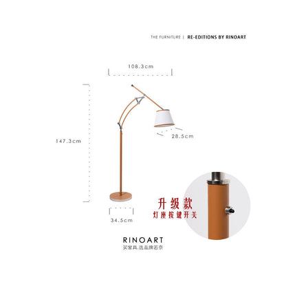 Ruona Furniture upgraded and back in stock H deco golden brown hand stitched leather floor lamp with folding arm