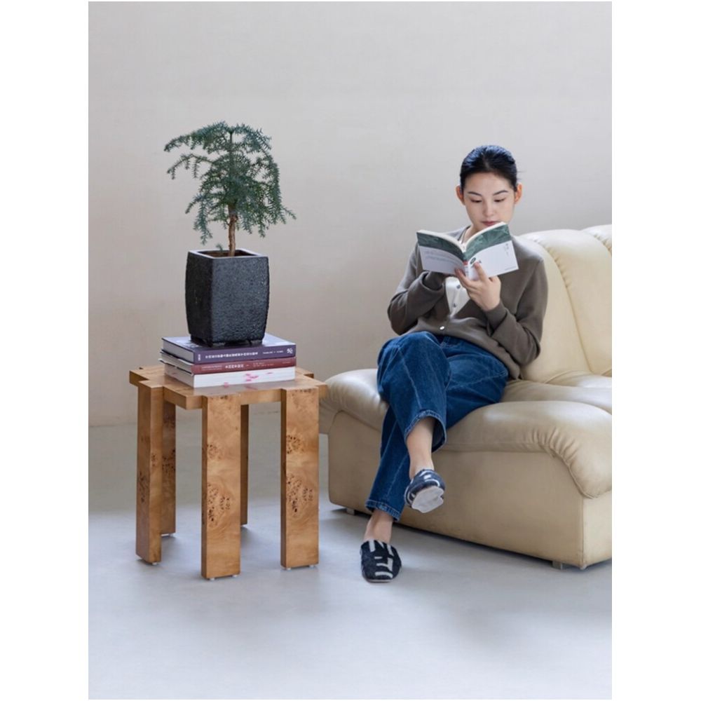 Designer style solid wood chair with imported burl