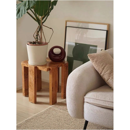 Designer style solid wood chair with imported burl image 1
