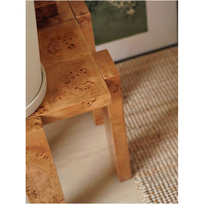 Designer style solid wood chair with imported burl image 3