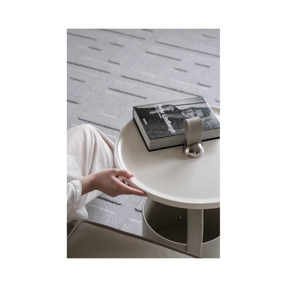 Ruona limited glacier ash HERM S Creative Art Handmade Saddle Leather Sofa Edge Light Luxury Handheld Tea Table image 2