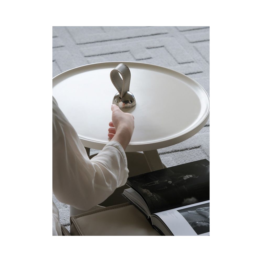 Ruona limited glacier ash HERM S Creative Art Handmade Saddle Leather Sofa Edge Light Luxury Handheld Tea Table image 3