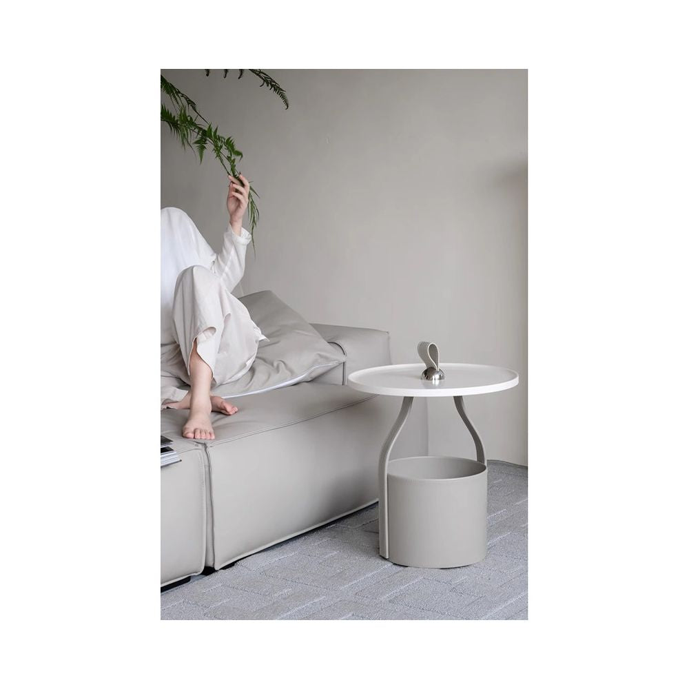 Ruona limited glacier ash HERM S Creative Art Handmade Saddle Leather Sofa Edge Light Luxury Handheld Tea Table image 4