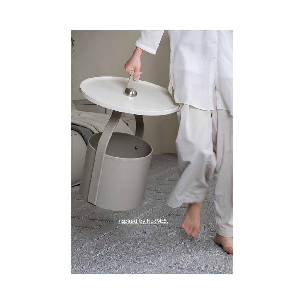 Ruona limited glacier ash HERM S Creative Art Handmade Saddle Leather Sofa Edge Light Luxury Handheld Tea Table image 0