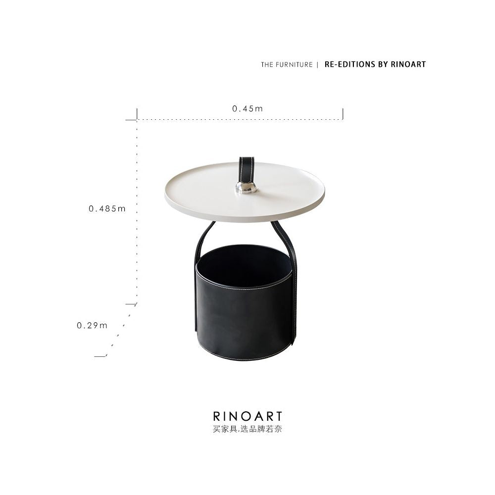 Ruona limited glacier ash HERM S Creative Art Handmade Saddle Leather Sofa Edge Light Luxury Handheld Tea Table