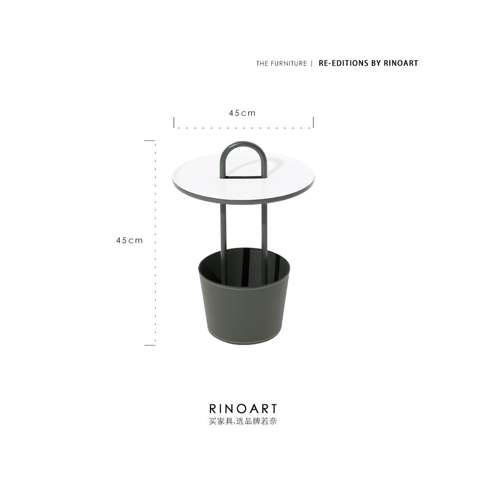 Ruona limited glacier ash HERM S Creative Art Handmade Saddle Leather Sofa Edge Light Luxury Handheld Tea Table