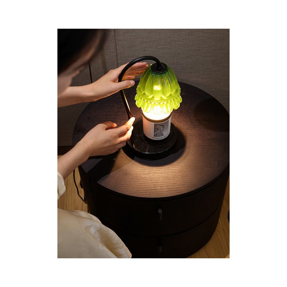 Ruonai vintage lily of the valley melting wax lamp smoke free bedroom bedside adjustable melting candle lamp table lamp aromatherapy birthday gift image 2