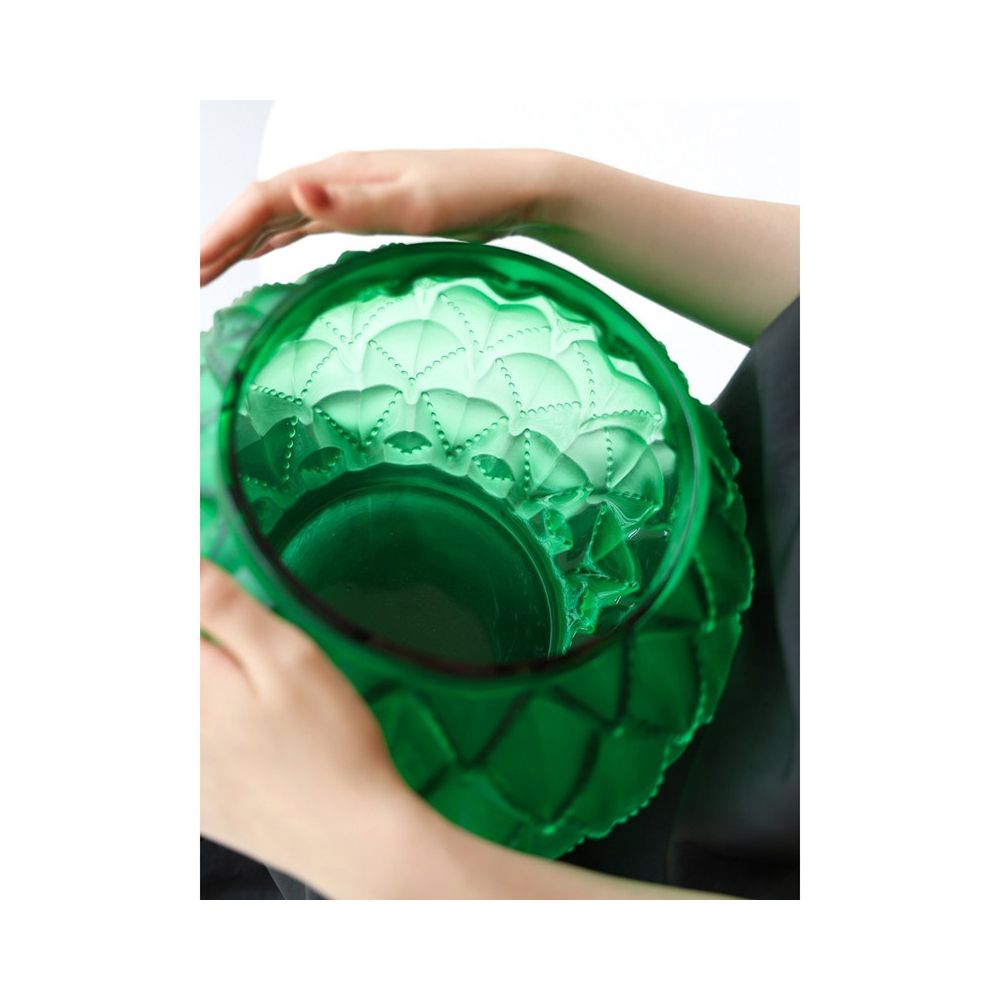 Ruonai Fei Green Treasure Pot Thick Pound Crystal French L lique Series Matte Vase Art Ornament image 2