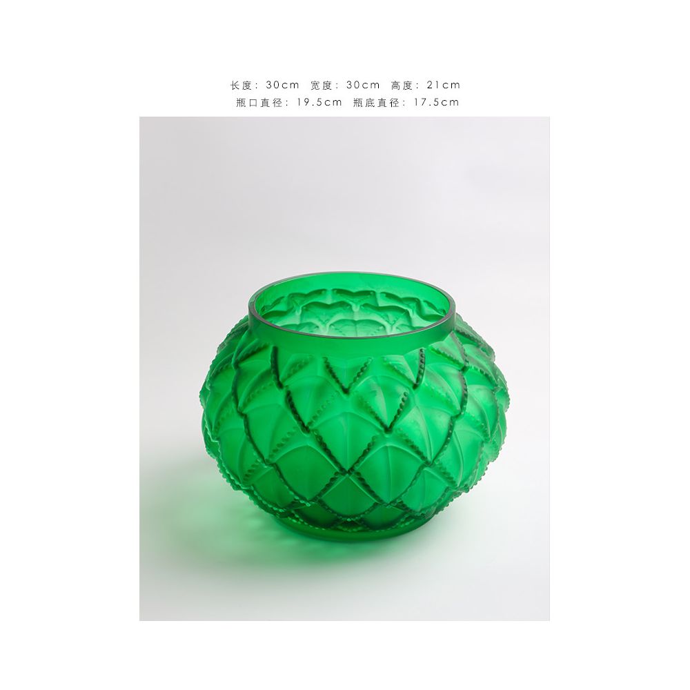 Ruonai Fei Green Treasure Pot Thick Pound Crystal French L lique Series Matte Vase Art Ornament