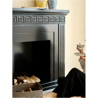 Swiss engraved black fireplace decoration cabinet image 2