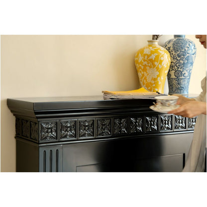 Swiss engraved black fireplace decoration cabinet image 4