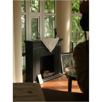 Swiss engraved black fireplace decoration cabinet image 5