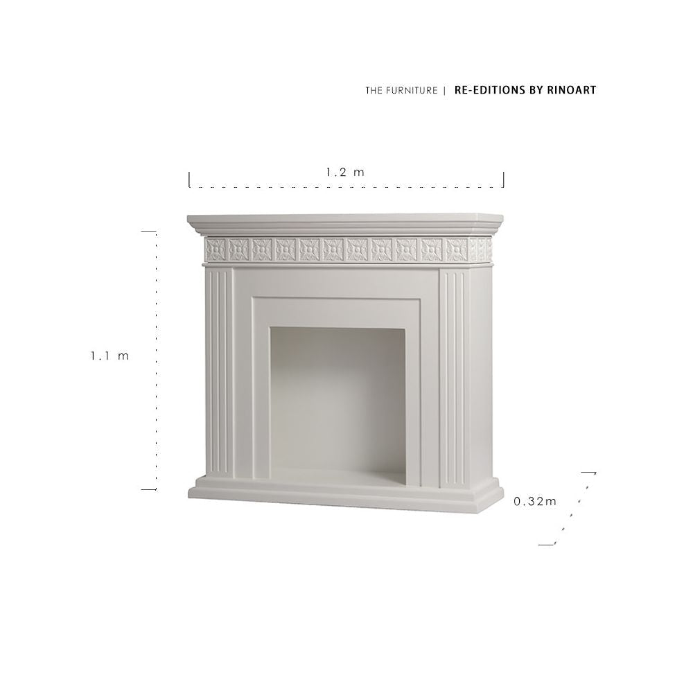 Engraved Black Fireplace Mantel Decorative Cabinet
