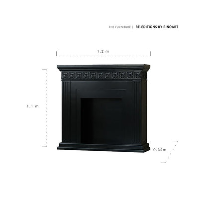 Engraved Black Fireplace Mantel Decorative Cabinet