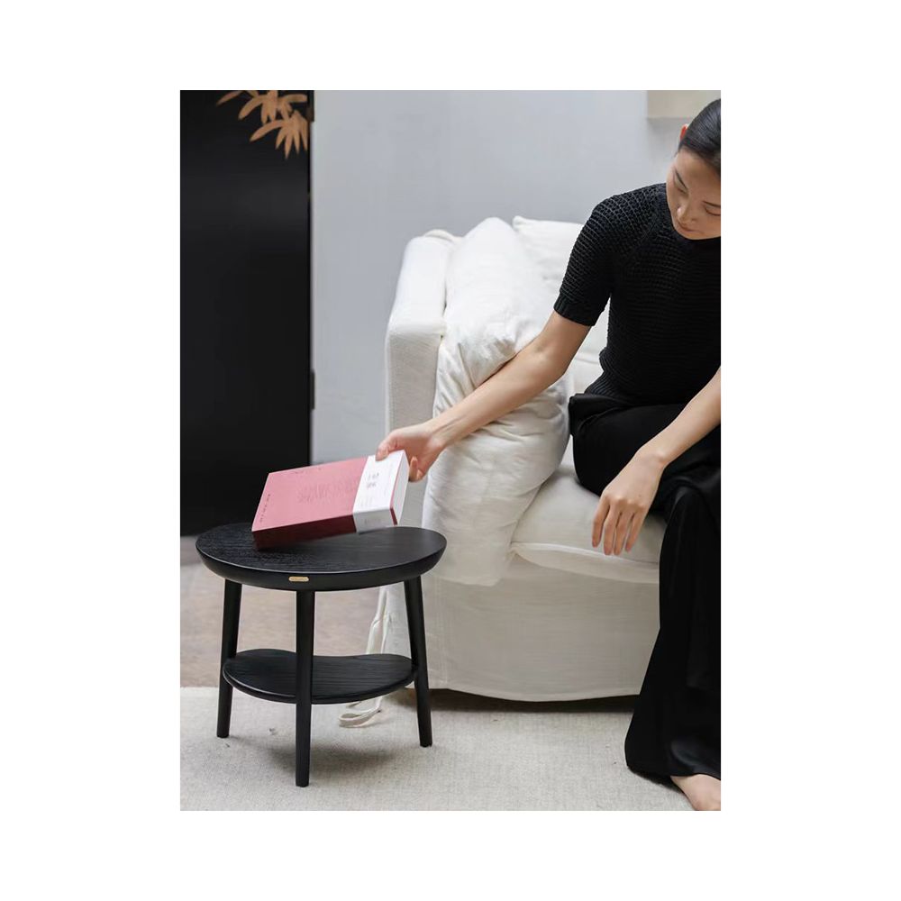 Ruonai Furniture Oriental Wenfang Fulu Series Small Yuanbao Edge Table Full Solid Wood Floating Window Tea Table New Chinese Style with Stool image 2