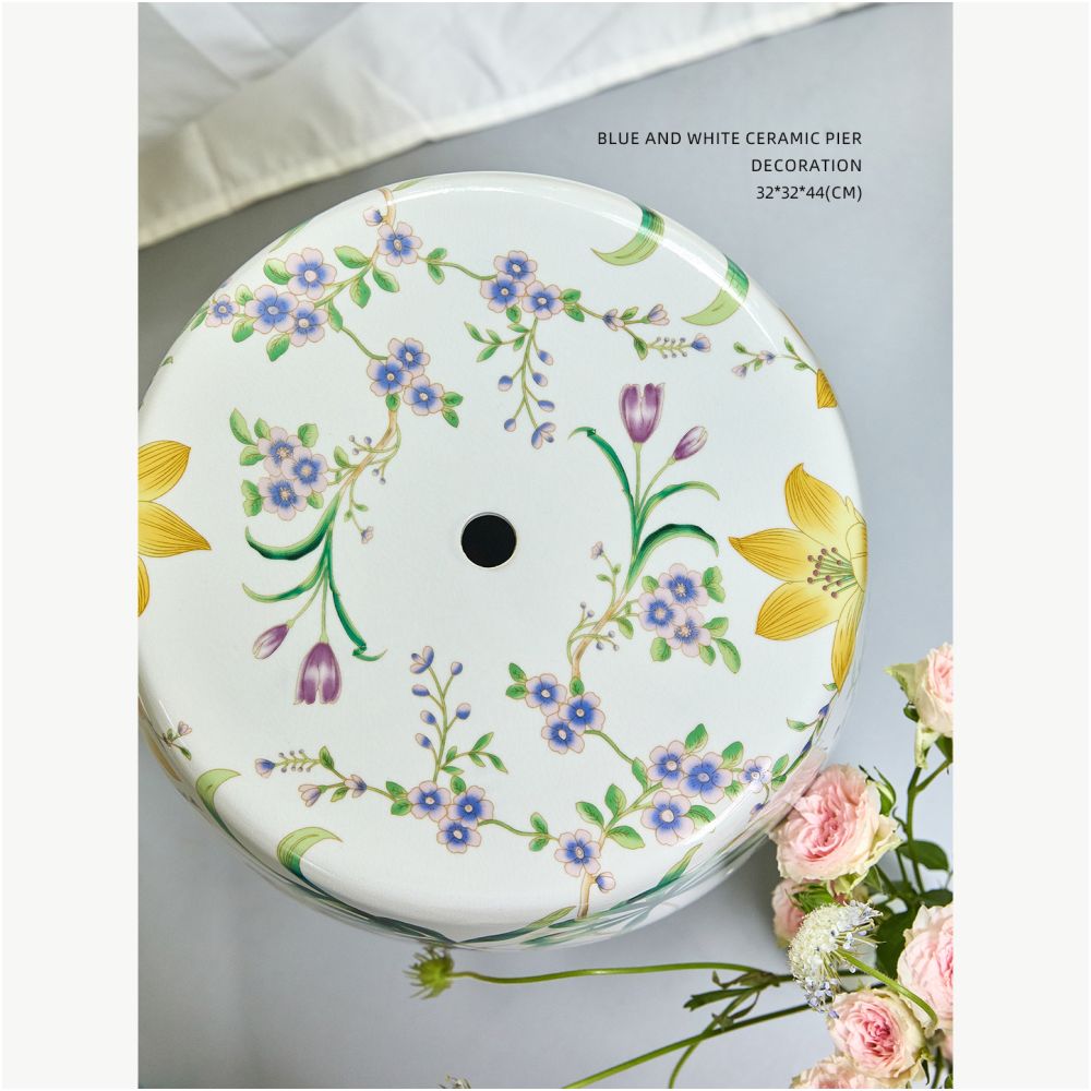 Miyu Oriental Paris Flower and Bird Ice Crack Ceramic Drum Stool Sitting on a Pier Beside the Living Room A Few Shoes Changing Stools New Chinese Dressing Stool image 5