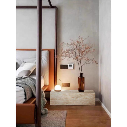 Living room entrance marble flower rack model room hotel sculpture natural yellow cave stone base column display table image 4