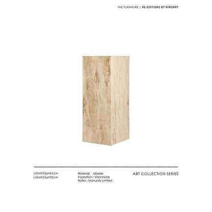 Natural Travertine Marble Pedestal Display Stand - Yellow Stone Column
