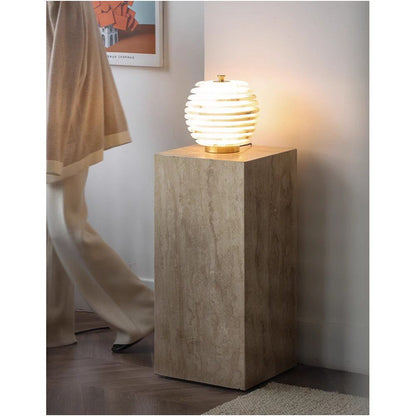 Natural Travertine Marble Pedestal Display Stand - Yellow Stone Column