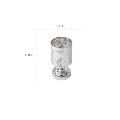 Silver goblet with measurements on a white background, featuring Rinoart branding.