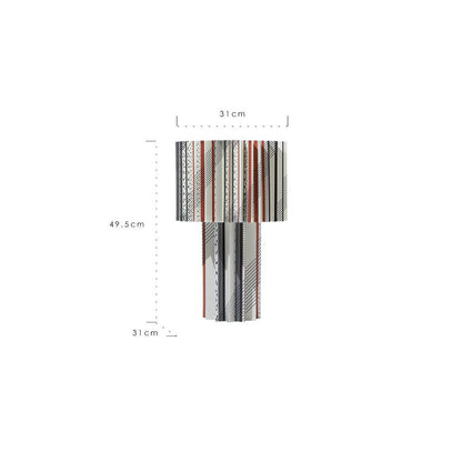 Measurement chart for furniture by Rinoart with striped pattern