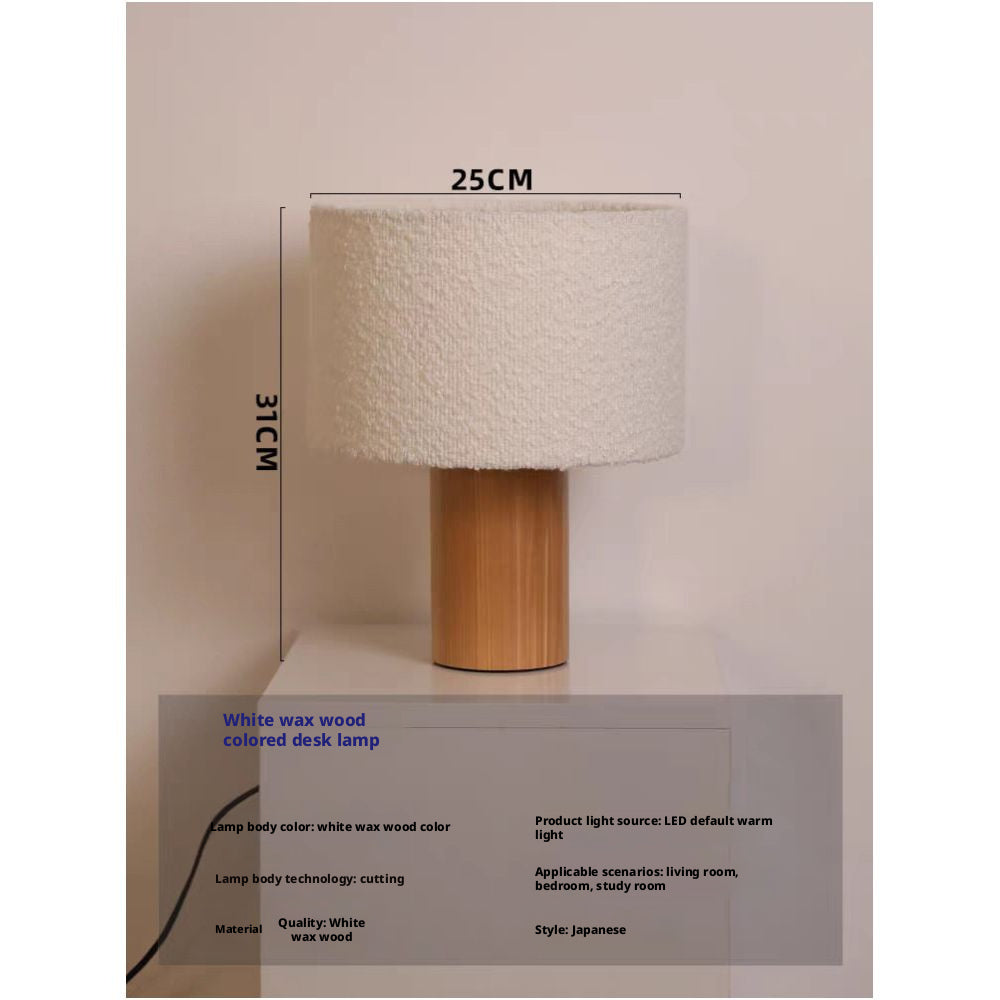 Natural Wood Table Lamp - Minimalist Bedside Lighting