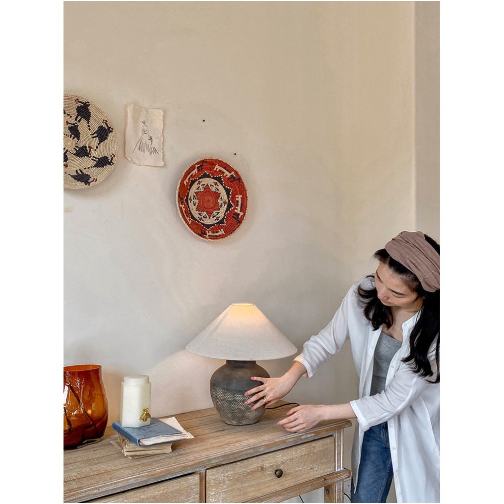 Ruona rhinoceros creation Moroccan natural clay handmade Wabi Sabi style Zen art piece bedside lamp foyer lamp image 3