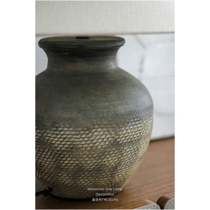 Ruona rhinoceros creation Moroccan natural clay handmade Wabi Sabi style Zen art piece bedside lamp foyer lamp image 5