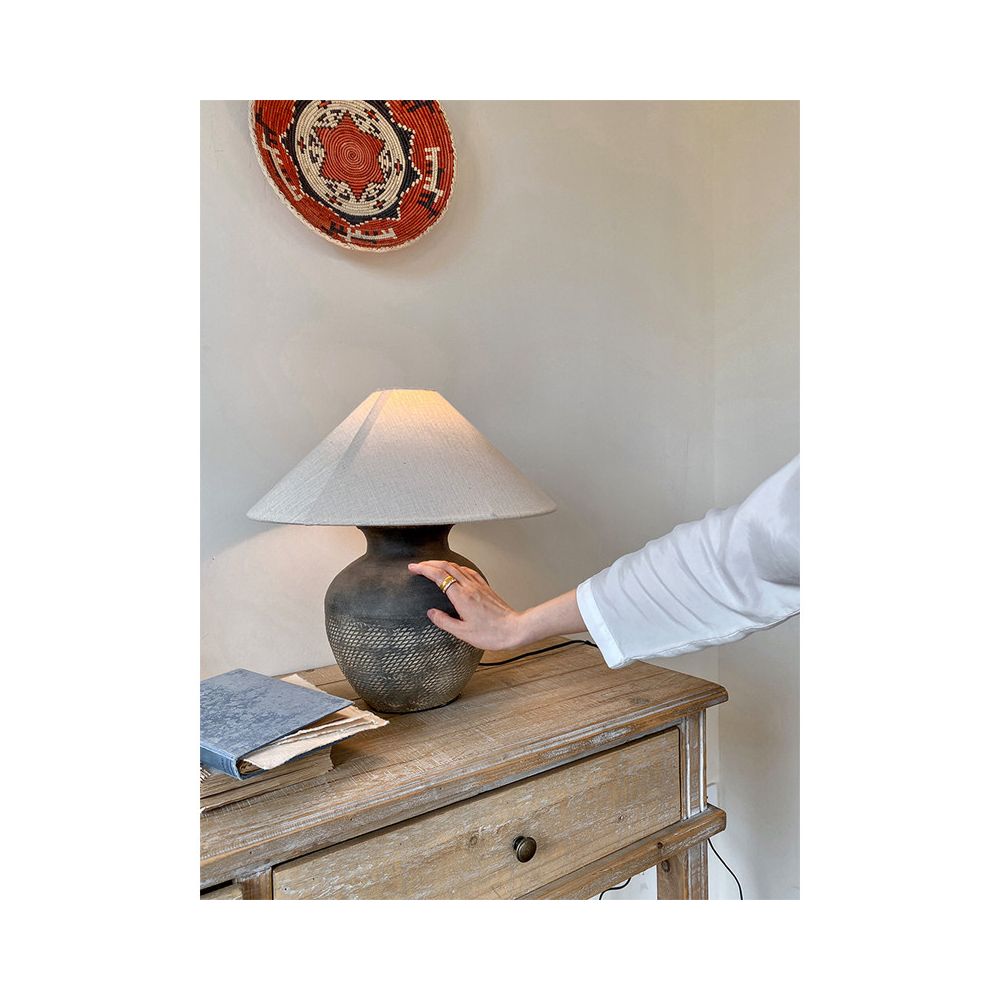 Ruona rhinoceros creation Moroccan natural clay handmade Wabi Sabi style Zen art piece bedside lamp foyer lamp image 0