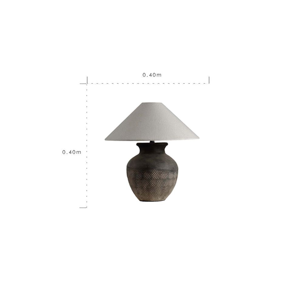 Retro-style table lamp with dimensions on a white background, featuring the Rinoart brand.